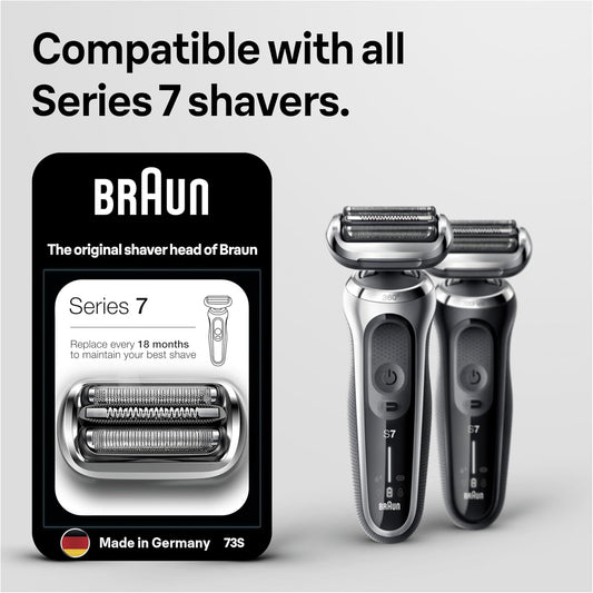 Braun Series 7 Electric Shaver Original Replacement Head, Easily Attach Your New Shaver Head, Compatible With New Generation Series 7 Shavers, 73S, Silver