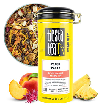 Tiesta Tea - Peach Party | Peach Hibiscus Herbal Tea | Premium Loose Leaf Tea Blend | Non-Caffeinated Fruit Tea | Make Hot Or Iced & Up To 50 Cups | Made W/Natural Ingredients - 4.5Oz Refillable Tin