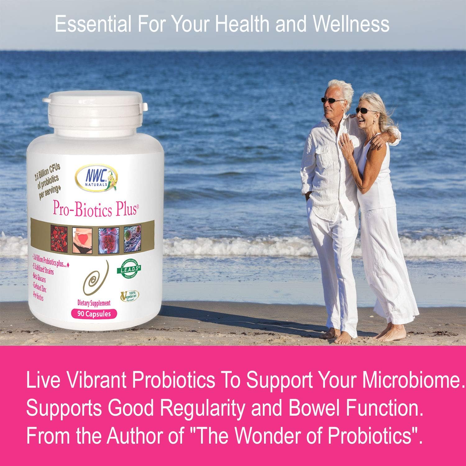 Nwc Naturals Pro-Biotics Plus, Natural Probiotics For Men, Women And Kids, Immune System Support Vegetarian Supplement, Supports Good Digestive Health, Probiotic And Prebiotic, 90 Capsules : Health & Household