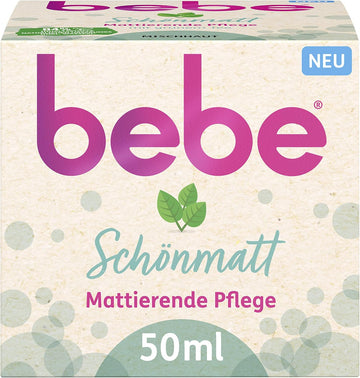bebe Schönmatt Matte Care (50 ml), Matte Face Cream for Combination Skin with Green Tea, Light Moisturising Cream for the Face and a Healthy and Smooth Look