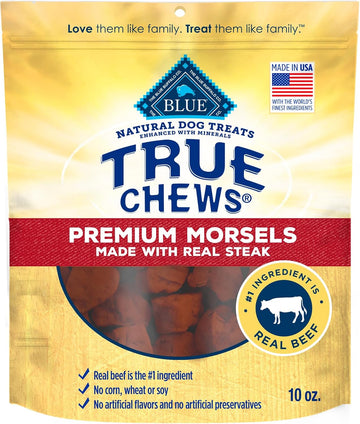 Blue Buffalo True Chews Premium Morsels Dog Treats, Made In The Usa With Natural Ingredients, Steak, 10-Oz. Bag