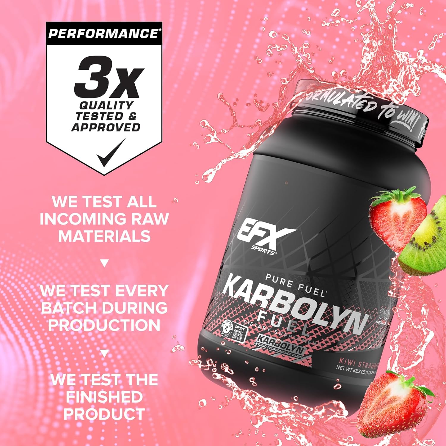 Efx Sports Karbolyn Fuel | Fast-Absorbing Carbohydrate Powder | Carb Load, Sustained Energy, Quick Recovery | Stimulant Free | 36 Servings (Kiwi Strawberry) : Health & Household