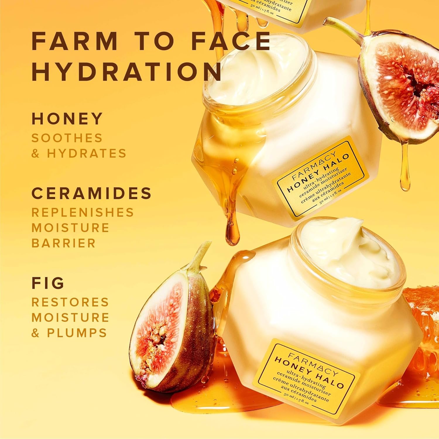 Farmacy Honey Halo Ceramide Face Moisturizer Cream - Hydrating Facial Lotion for Dry Skin (1.7 Ounce) : Beauty & Personal Care
