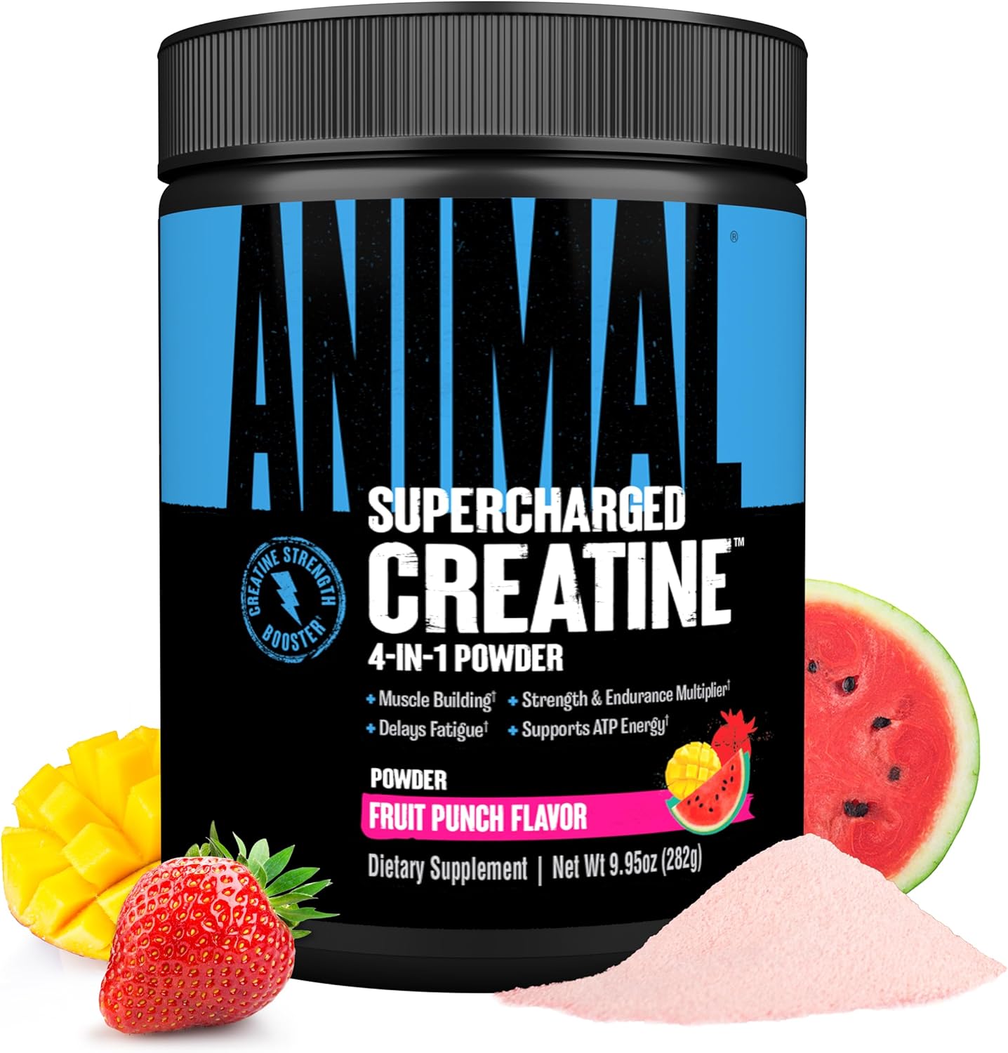 Animal Supercharged Creatine Powder - Flavored Creatine Monohydrate Enhanced With Betaine Anhydrous, Purpleforce & Senactiv, Strength, Endurance, Muscle Recovery For Men And Women - Watermelon, 300G
