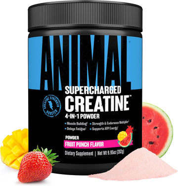 Animal Supercharged Creatine Powder - Flavored Creatine Monohydrate Enhanced With Betaine Anhydrous, Purpleforce & Senactiv, Strength, Endurance, Muscle Recovery For Men And Women - Watermelon, 300G