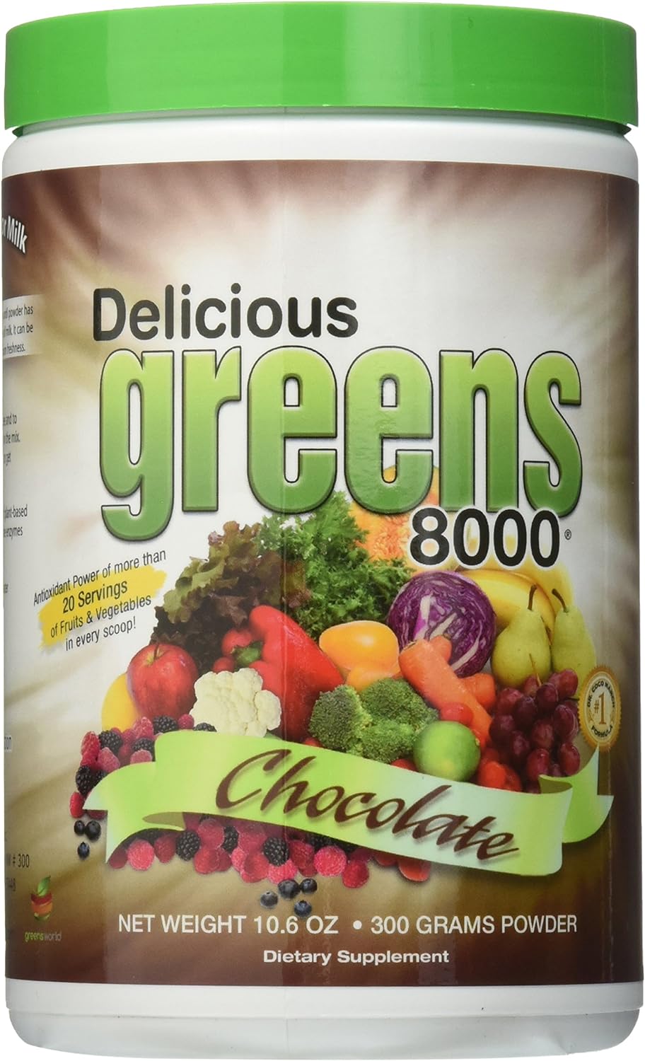 Greens World Delicious 8000 Supplement, Chocolate, 10.6 Ounce