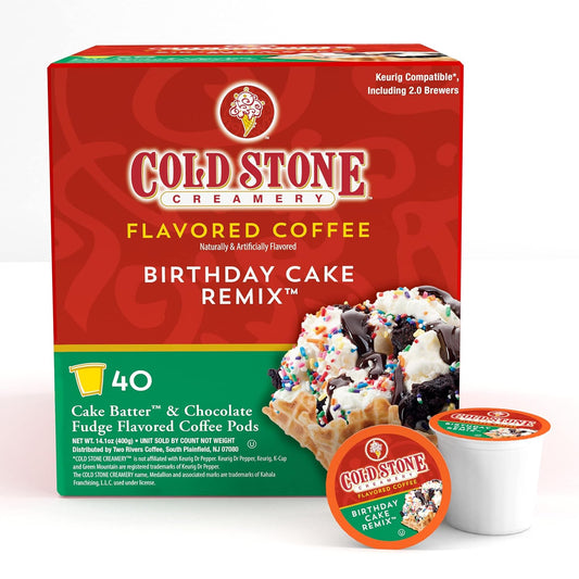Cold Stone Creamery Beverages Birthday Cake Remix Ice Cream Flavored Coffee Pods, Compatible with K Cup Brewers Including 2.0, 40 Count
