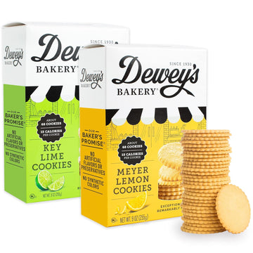 Dewey'S Bakery Meyer Lemon & Key Lime Moravian Style Thin Cookies Duo Pack | No Artificial Flavors, Synthetic Colors Or Preservatives | Baked In Small Batches | 9Oz (Pack Of 2)