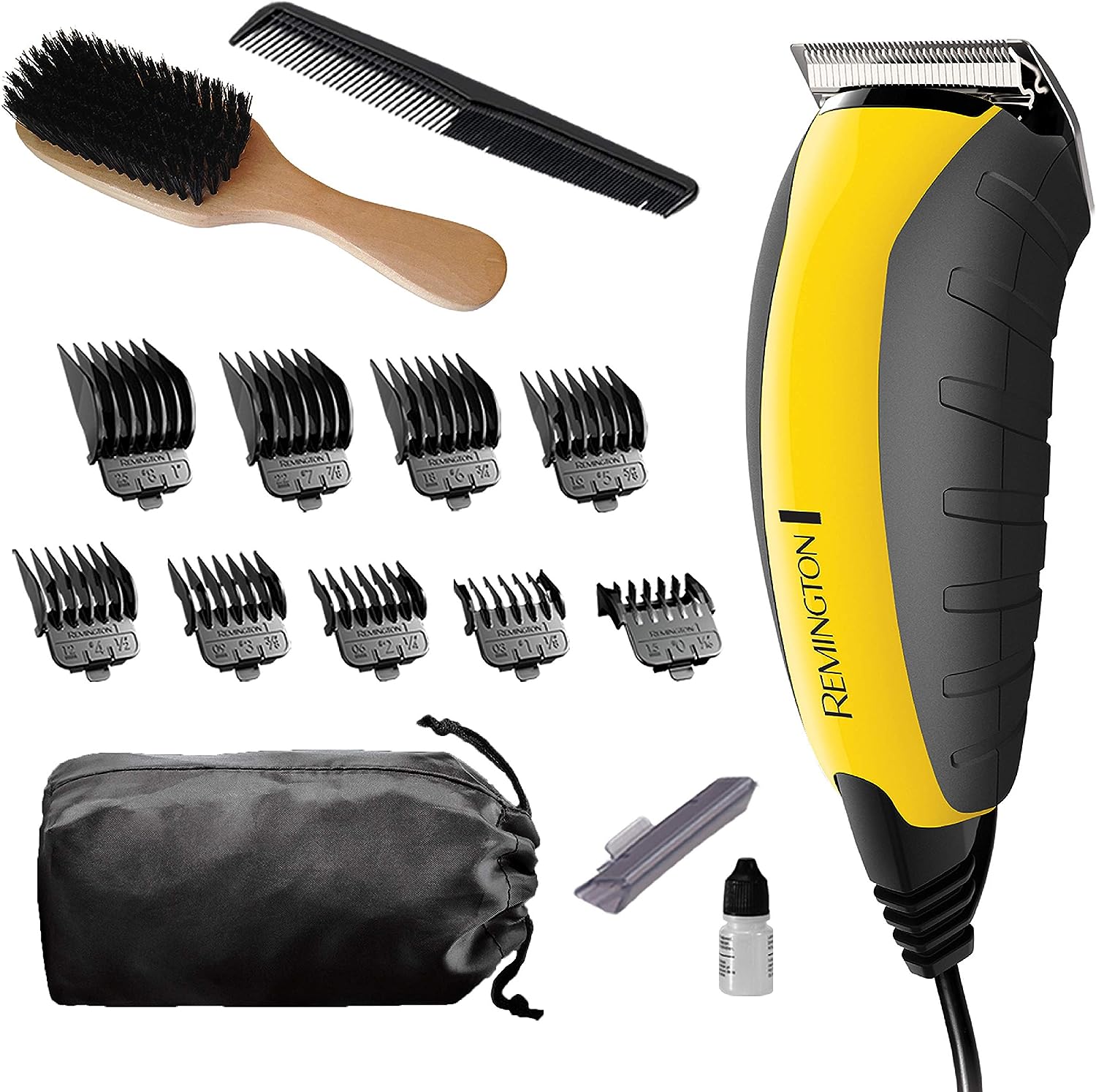 Remington Hc5855 Virtually Indestructible Haircut Kit & Beard Trimmer, Hair Clippers For Men (15 Pieces) , Yellow