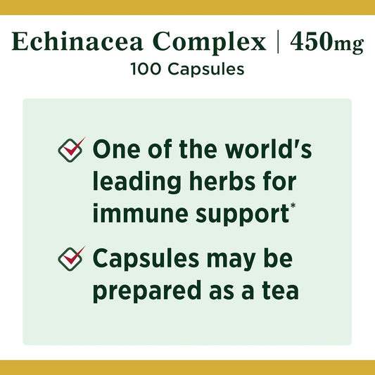 Nature'S Bounty Echinacea Complex, Herbal Supplement, Supports Immune Health, 450 Mg, 100 Capsules