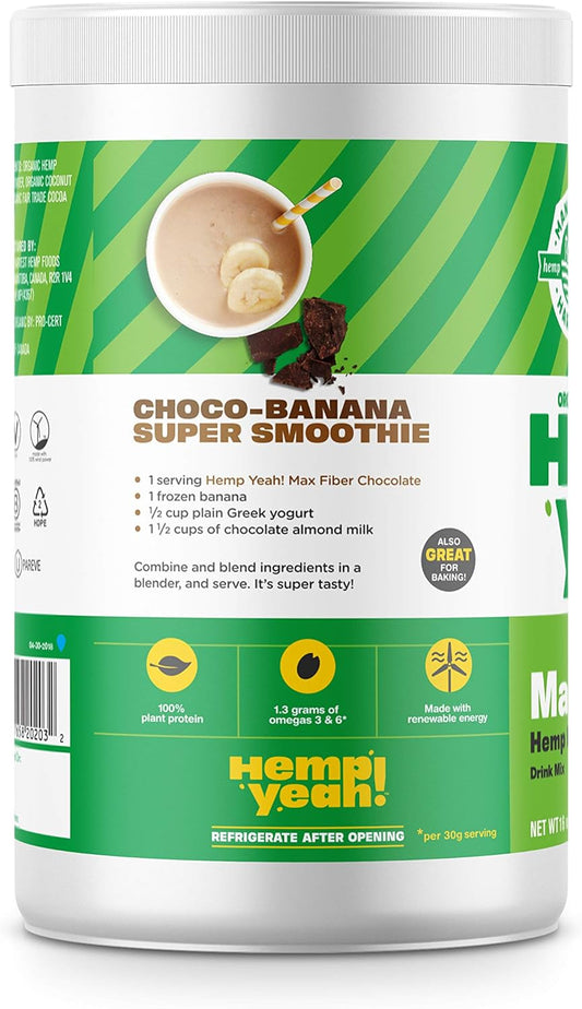 Manitoba Harvest Organic Hemp Pro Fiber Protein Powder, Chocolate, 16o