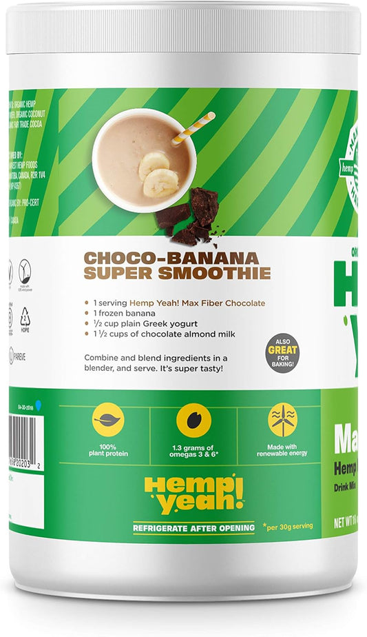 Manitoba Harvest Organic Hemp Pro Fiber Protein Powder, Chocolate, 16Oz; With 10G Of Fiber & 8G Protein Per Serving, Preservative-Free