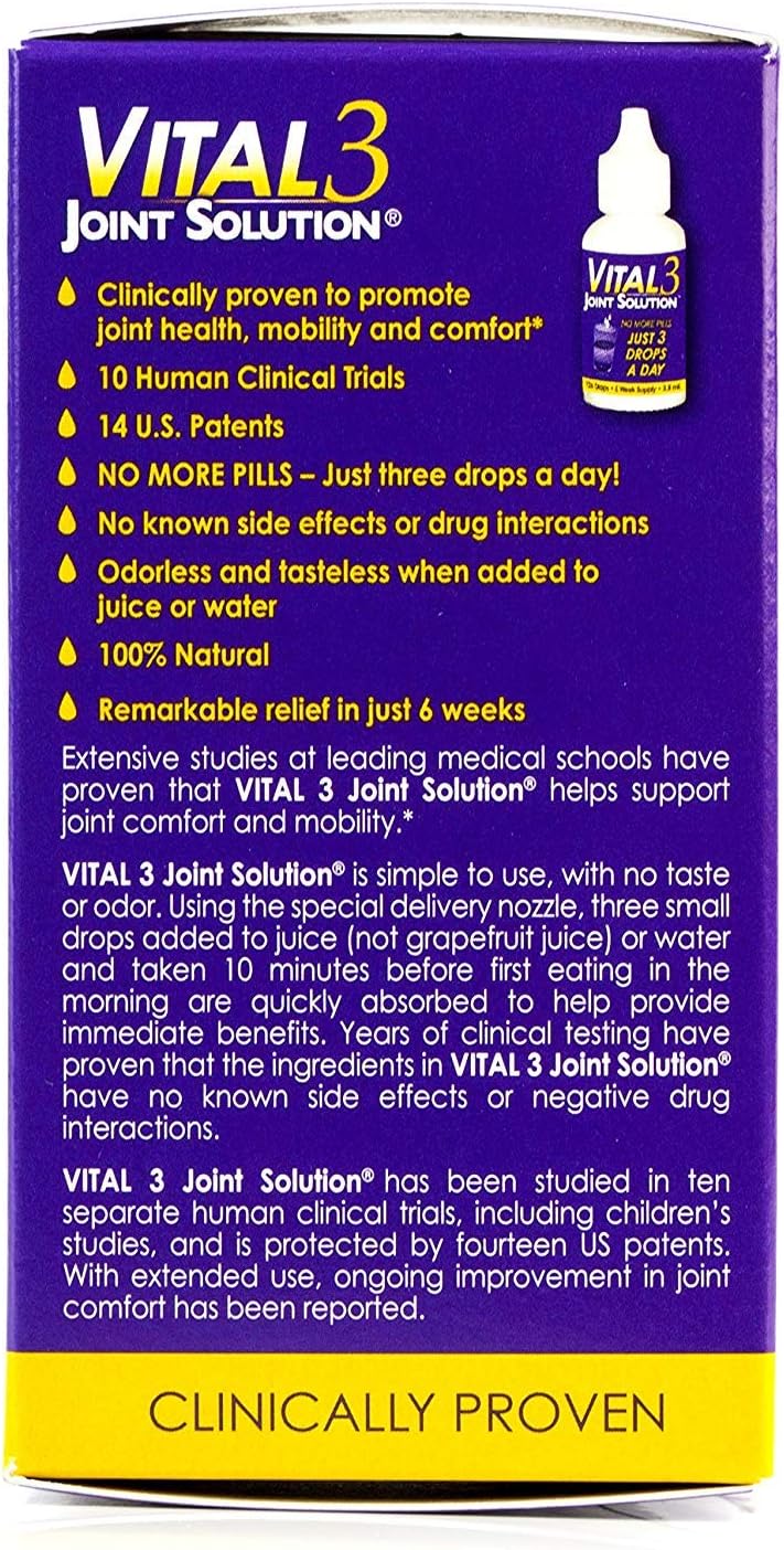 Vital 3 Joint Solution Clinically Proven Joint Supplement 3 Bottles + Ultra Strength Pain Relieving Soothe Cream 2 oz. : Health & Household