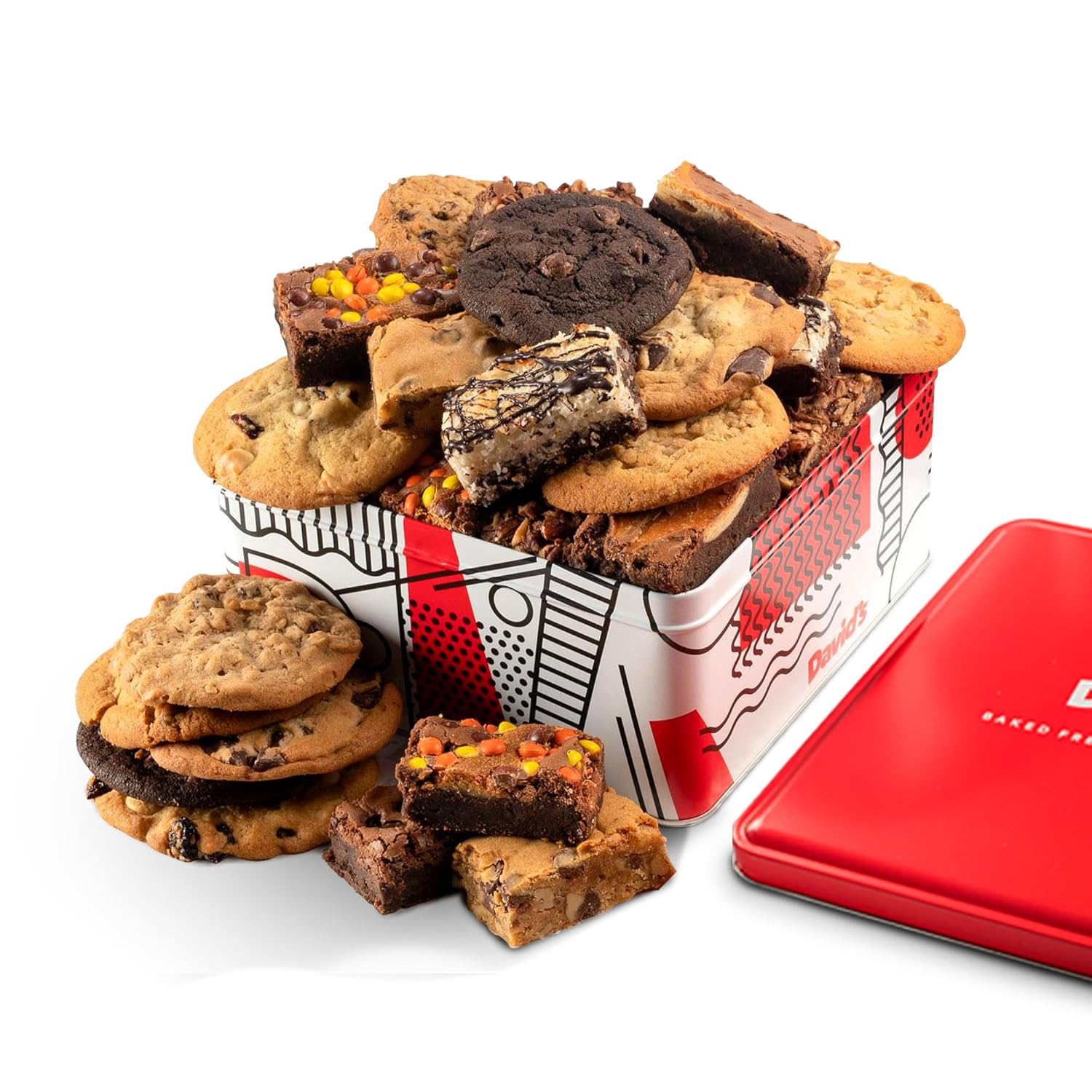 David’S Cookies Gourmet Assorted Cookies And Brownies Gift Basket - 12 X 1.5Oz Fresh Baked Cookies And 10 X 2Oz Individually Wrapped Brownies - Great For Sharing, Ideal Gift For All Special Occasions