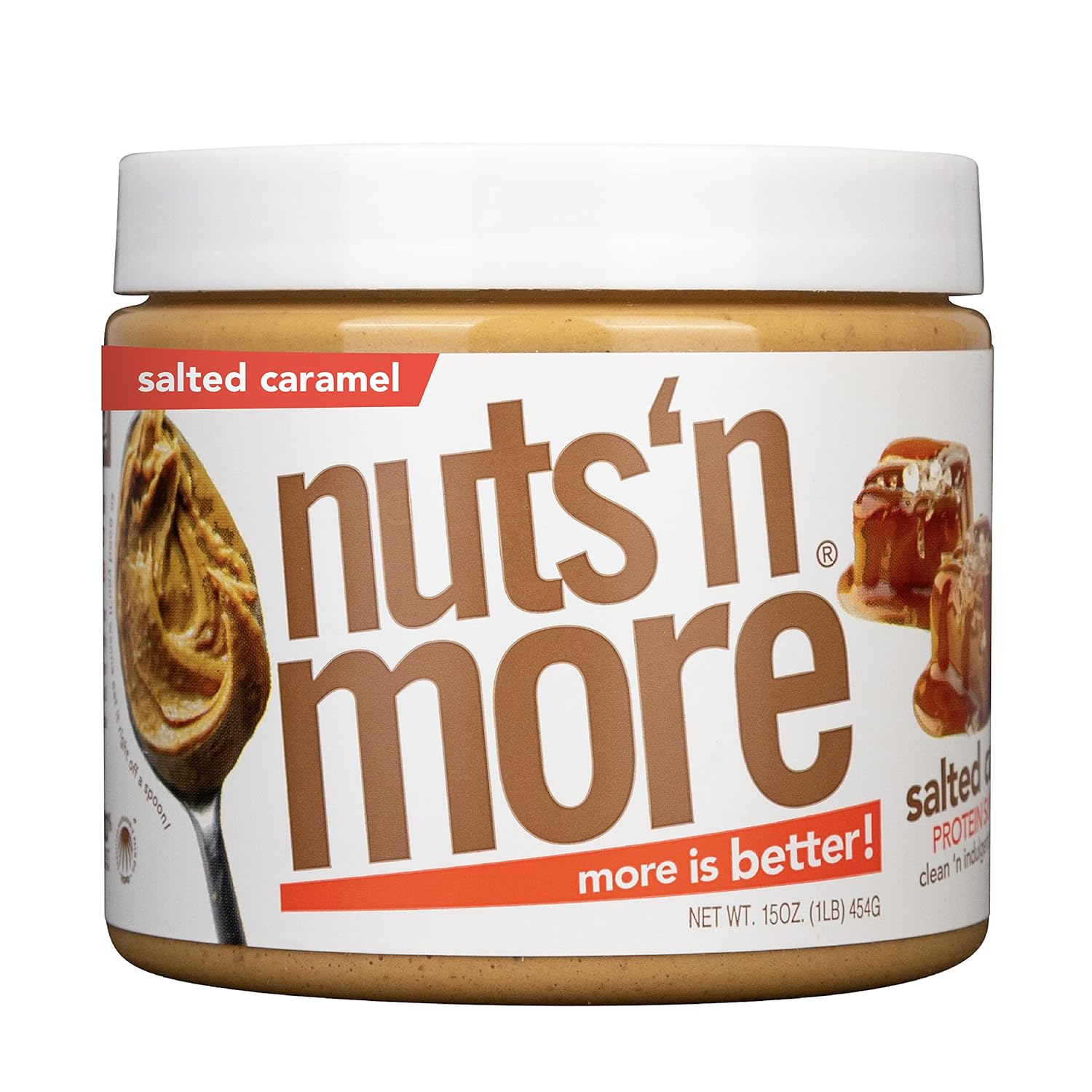 Nuts ‘N More Salted Caramel Peanut Butter Spread - High Protein, Low Carb, Low Sugar, Gluten Free, Non-Gmo, All-Natural Nut Butter Snack (15Oz Jar)