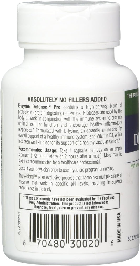 Enzyme Defense Pro, 60 Capsules?Immunity Support Supplement ? Formulated with Vitamin D3, L-Lysine, Calcium, and Protease?Enzyme Digestion Support ?Immune System