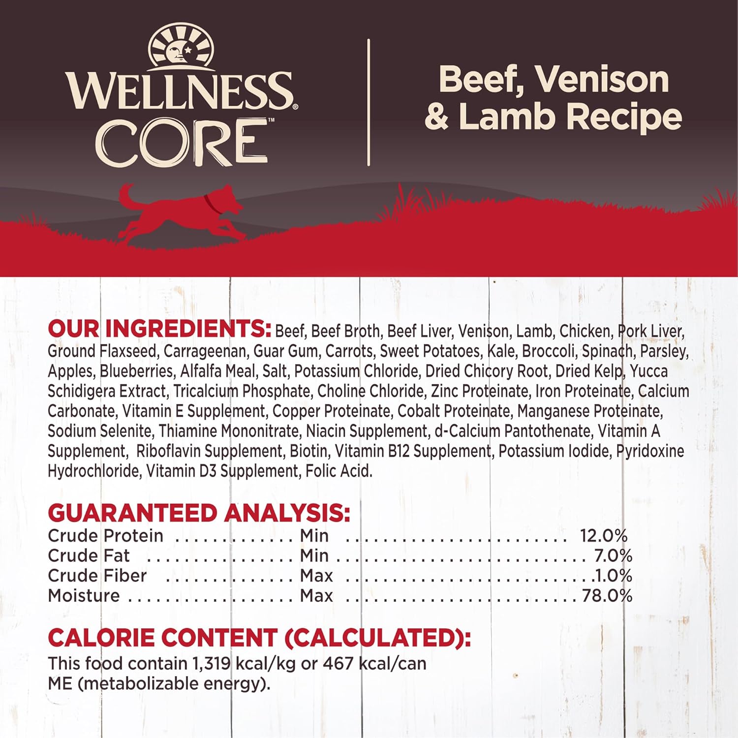 Wellness Natural Pet Food CORE Natural Wet Grain Free Canned Dog Food, Beef, Venison & Lamb, 12.5-Ounce Can (Pack of 12): Canned Wet Pet Food: Pet Supplies: Amazon.com