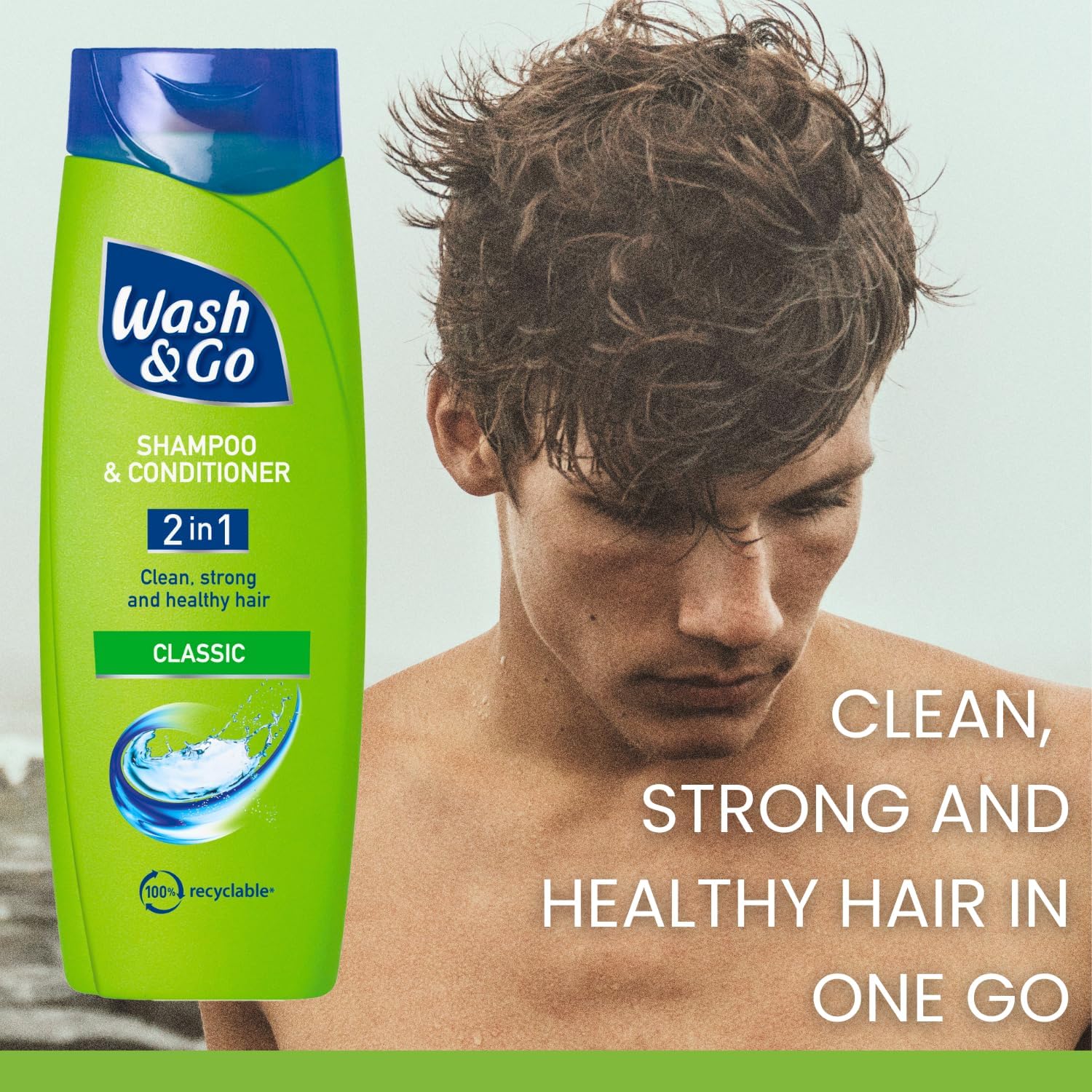 Wash & Go Classic 2 in 1 Shampoo & Conditioner, Men's Hair Shampoo, For All Hair Types, Bulk Pack x 9 bottles : Amazon.co.uk: Beauty