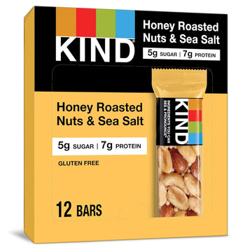 Kind Bars, Honey Roasted Nuts & Sea Salt, Gluten Free, Low Glycemic Index, 1.4Oz, 12 Count