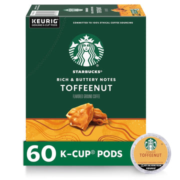 Starbucks Medium Roast K-Cup Coffee Pods, Toffeenut for Keurig Brewers, 10 Count (Pack of 6)