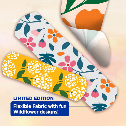 Band-Aid Brand Flexible Fabric Bandages, Wildflower, Assorted, 30 Ct