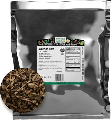 Frontier Organic Valerian Root, 1-Pound, Certified Organic, Kosher, Cut & Sifted, Bedtime Formulas And Sleep Pillows, Kosher
