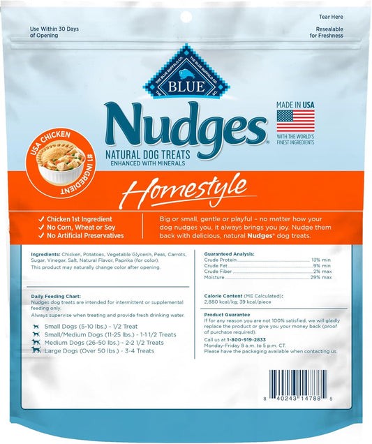 Blue Buffalo Nudges Homestyle Natural Dog Treats Made With Real Chicken, Made In The Usa, Chicken, 10-Oz. Bag