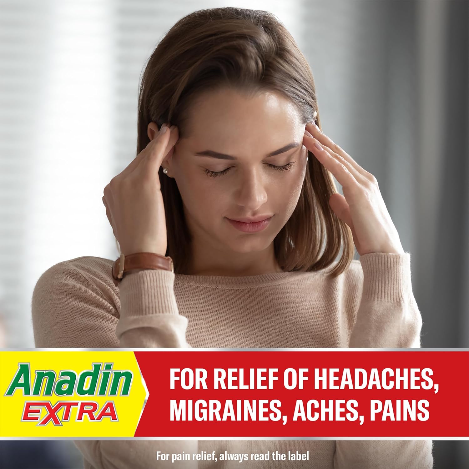 Anadin Extra Pain Relief Caplets, Migraine And Headache Pain Killers With Paracetamol, Aspirin And Caffeine, Pack Of 16