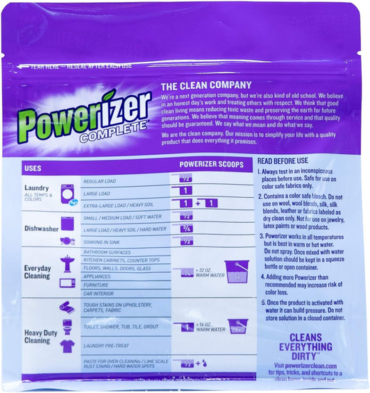 Powerizer Complete Laundry Powder Detergent & Multipurpose Cleaner | 3 lb Detergent Powder | 136 Scoops | Plant-Based Concentrated Laundry Soap & Dishwasher Detergent Powder