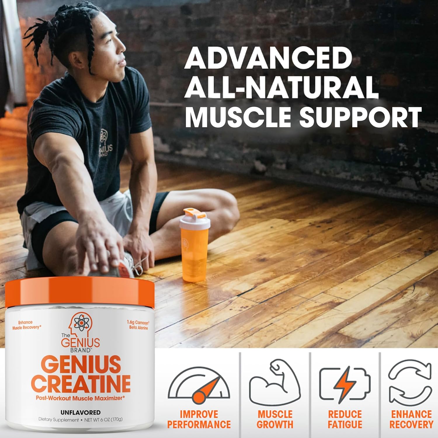 Genius Pre Workout Powder, Grape, and Genius Micronized Creatine Monohydrate Powder, Unflavored, All Natural Nootropic Pre Workout and Post Workout Supplement Stack : Health & Household