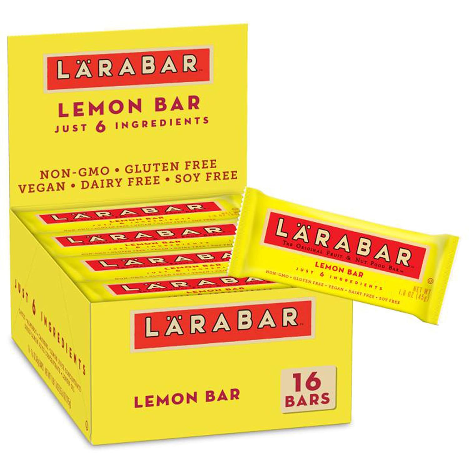 Larabar Lemon Bar, Gluten Free Vegan Fruit & Nut Bar, 1.6 Oz Bars, 16 Ct