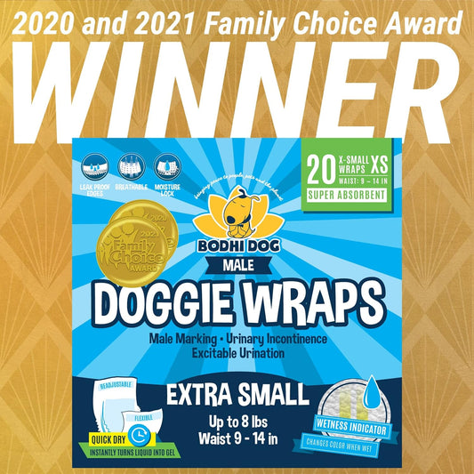 Bodhi Dog Disposable Male Dog Diapers | Super Absorbent Leak-Proof Fit | Premium Adjustable Male Dog Pee Wraps With Moisture Control & Wetness Indicator | 20 Count Extra Small Size