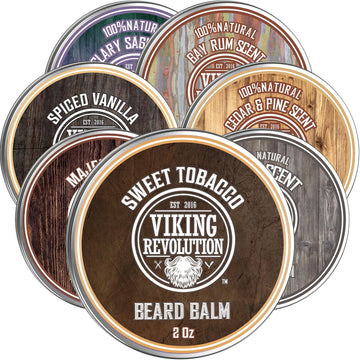 Viking Revolution Sweet Tobacco Beard Balm - Beard Butter With Argan Oil, Beard Softener For Men With Jojoba Oil - Beard Moisturizer For Men With Beeswax - Beard Wax For Men (2Oz, 1 Pack)