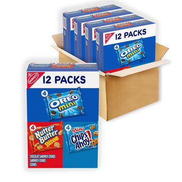 Nabisco Cookie Variety Pack Oreo Mini, Nutter Butter Bites, Chips Ahoy! Mini, 48 Snack Packs (4 Boxes)