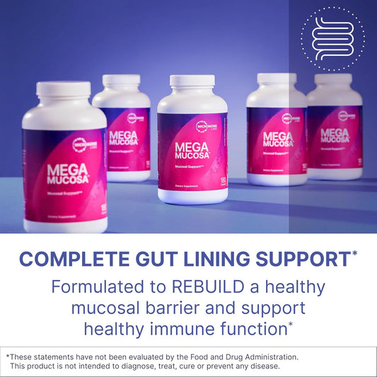 Microbiome Labs Megamucosa - Mucosal Support Supplement For Digestive Health - L Proline & L Cysteine Support Healthy Gut Biome (180 Capsules)