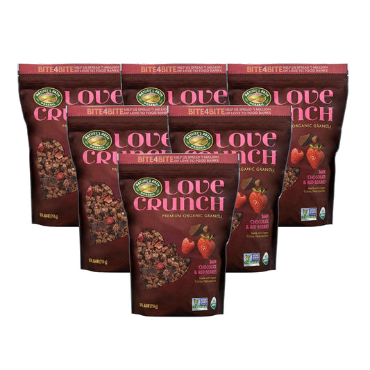 Love Crunch Organic Dark Chocolate and Red Berries Granola, Family Size 1.65 Lbs. (Pack of 6), Non-GMO, Fair Trade, by Nature's Path