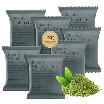 Kroma. Beauty Matcha Latte Powder 17.75 Oz, 503G – Collagen Matcha Green Tea With Protein For Glowing Skin & Hair Support W/Bovine Collagen, W/Ginger, Turmeric & Adaptogenic Mushrooms