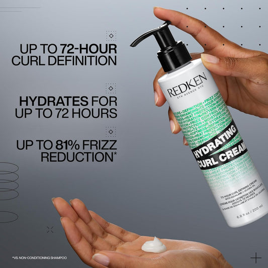 Redken Hydrating Curl Cream | 72-Hour Curl Definition | Heat Protection Up To 450°F | Formulated With Squalane & Jojoba Oil | For Curly And Coily Hair | Silicone-Free | Paraben-Free