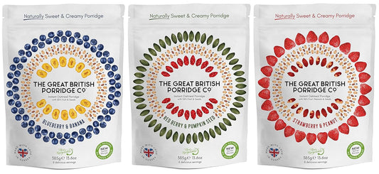 The Great British Porridge Co Gluten Free & Vegan Friendly Nutritious Instant Porridge (Variety Pack, 3-Pack) : Grocery & Gourmet Food