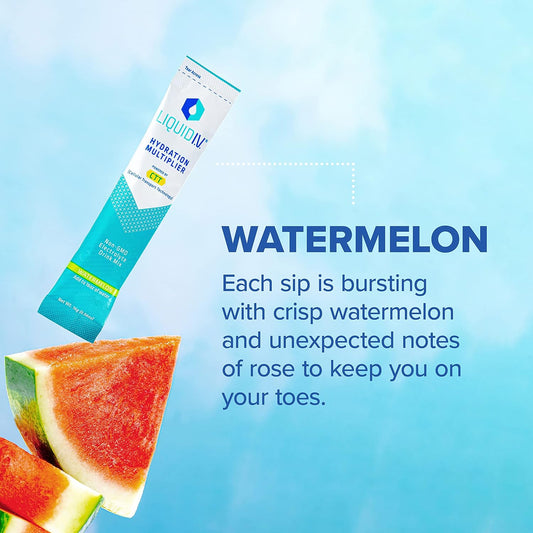 Liquid I.V. Hydration Multiplier - Watermelon - Hydration Powder Packets | Electrolyte Drink Mix | Easy Open Single-Serving Stick | Non-GMO | 16 Sticks