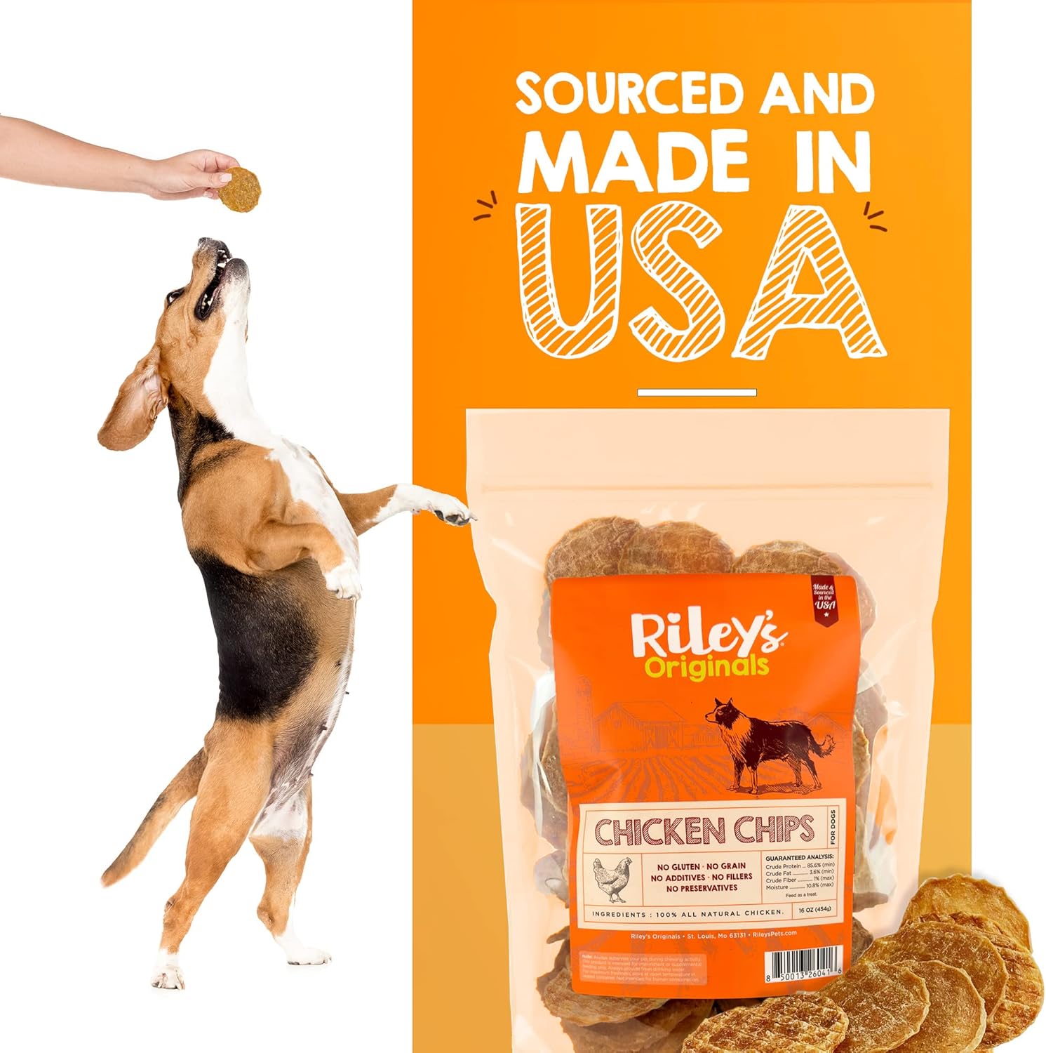 Riley's Waffles Chicken Chips for Dogs - USA Sourced Chicken Dog Treats Single Ingredient - Dehydrated Chicken Jerky for Dogs Made in USA Only - 16 oz : Pet Supplies