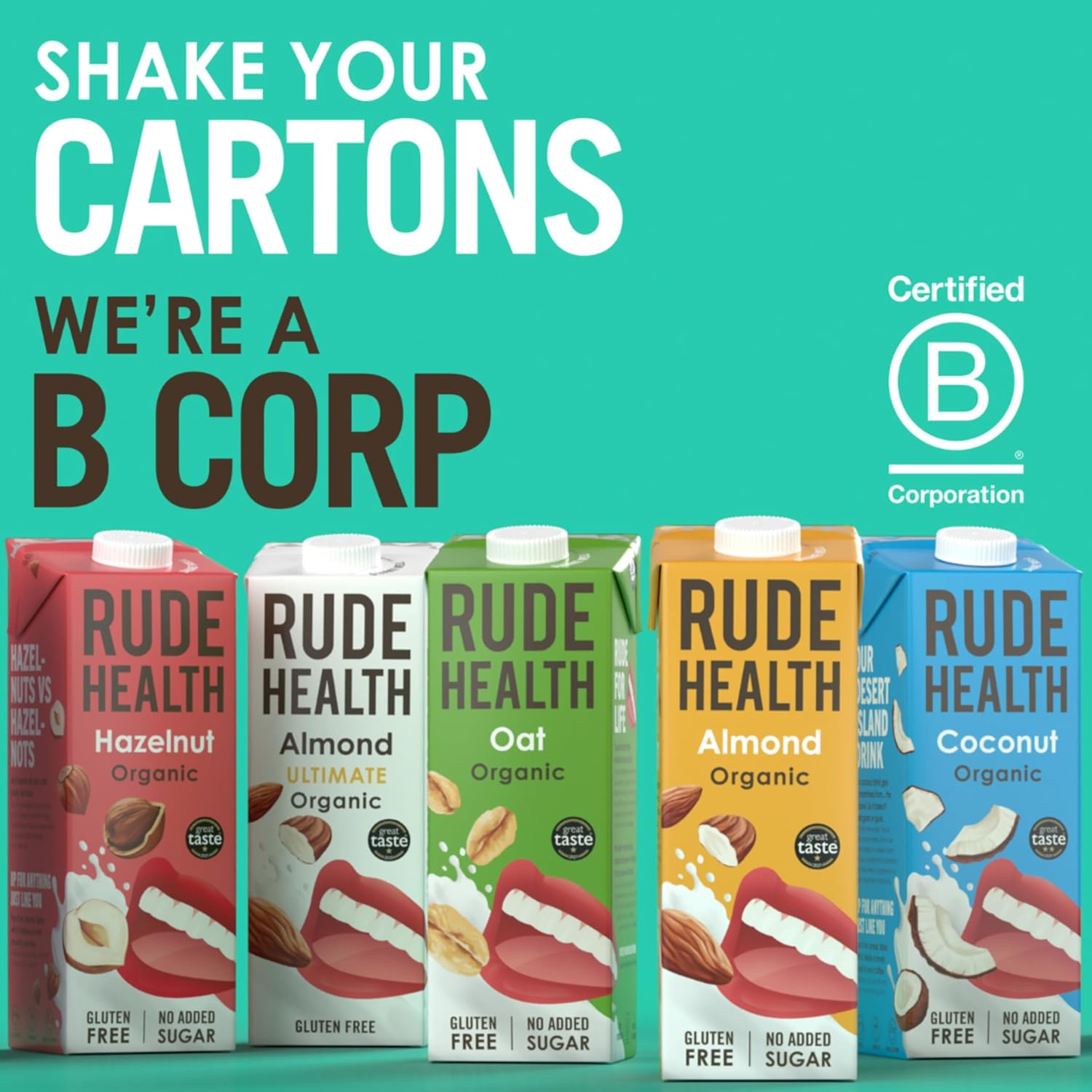 Rude Health 6 X 1 Litre Organic Coconut Dairy-Alt Milk, 100% Natural Organic Drink, Lactose Free, Dairy Free & Gluten-Free, No Added Sugar, Award-Winning, Healthy & Vegan, 100% Recyclable Packaging
