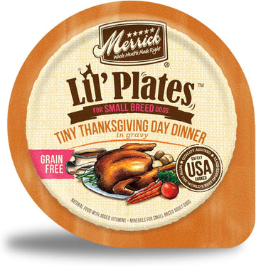 Merrick Lil’ Plates Premium Grain Free Natural, Soft Wet Dog Food For Small Dogs, Tiny Thanksgiving Day Dinner - (Pack Of 12) 3.5 Oz. Tubs
