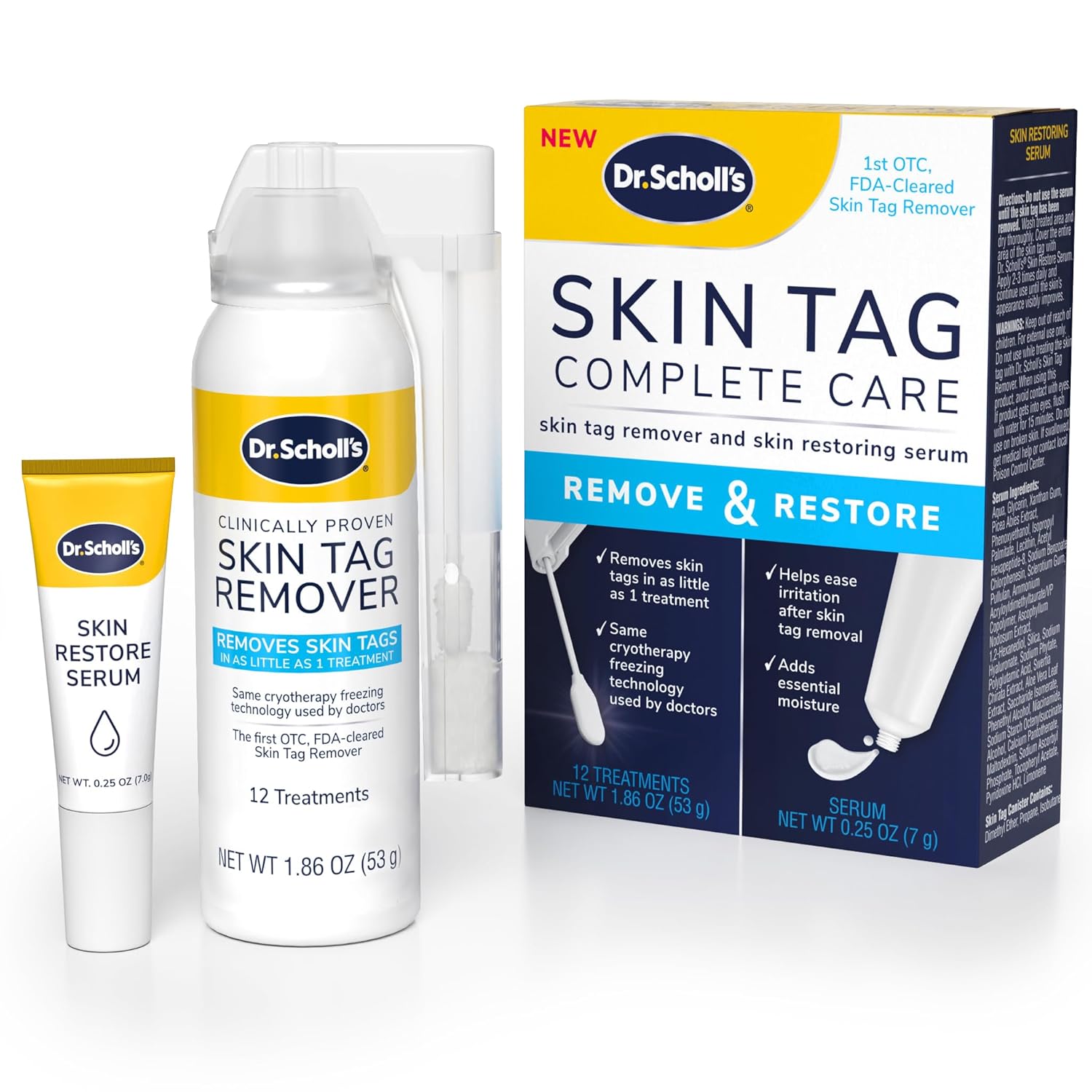 Dr. Scholl'S Complete Care Skin Tag Remover, 12 Ct // Removes Skin Tags & Restores Skin'S Appearance, Fda-Cleared, Clinically Proven, 12 Treatments Plus Hydrating Serum