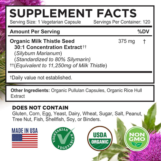 FarmHaven Pure Milk Thistle, Thistle Milk Supplements, Thistle Milk Seeds, Milk Thistle Supplements Capsules, Milk Thistle Powder Form, Milk Thistle Capsules 11250mg (120 Count (Pack of 1))