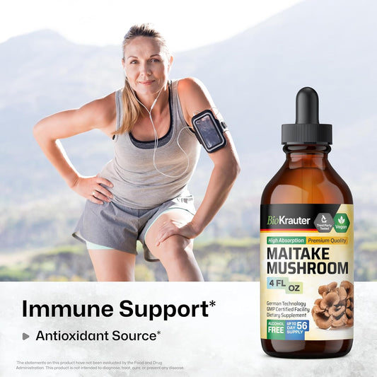 Bio Krauter Maitake Mushroom Extract - Maitake Liquid Supplement For Immune Support - 680 Mg Per Serving - Vegan, Alcohol & Sugar Free Drops 4 Fl.Oz