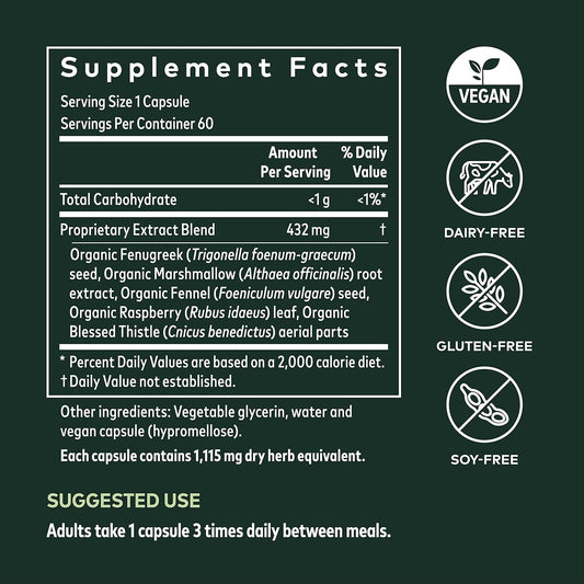 Gaia Herbs Lactation Support - Supports Healthy Production of Breast Milk in Nursing Mothers* - with Fenugreek Seed, Fennel Seed, and Raspberry Leaf - 60 Vegan Liq Phyto-Capsules (20-Day Supply)