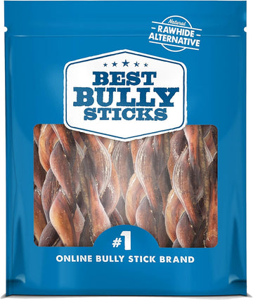 Best Bully Sticks All Natural 4-5 Inch Braided Bully Sticks For Small And Medium Dogs Highly Digestible Limited Ingredient Rawhide Alternative Dog Chew Free-Range Grass-Fed Beef Dog Treats 1 Pound Bag