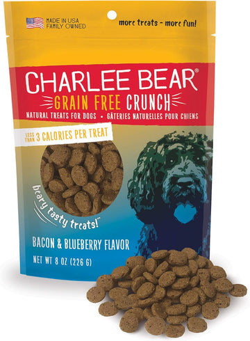 Charlee Bear Grain Free Crunch Dog Treats, Bacon & Blueberry Flavor, 8 Oz
