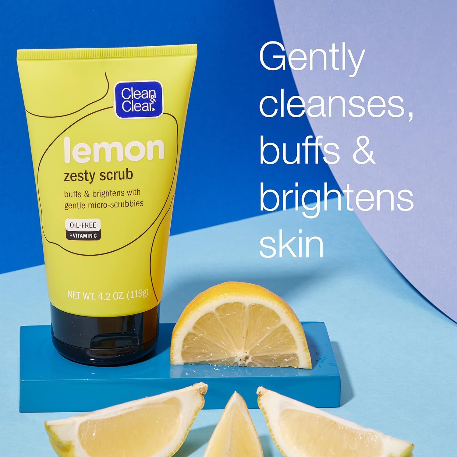 Clean & Clear Lemon Zesty Brightening Facial Scrub, Vitamin C, Lemon Extract & Gentle Micro-Scrubbies to Buff & Brighten Skin & Reduce Shine, Oil-Free Daily Face Cleansing Scrub, 4.2 Oz : Beauty & Personal Care